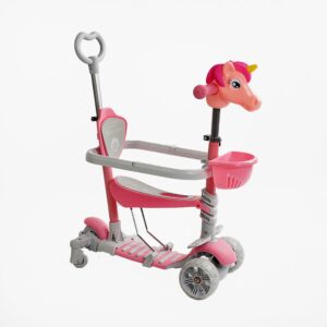 Самокат-біговел з ручкою 5в1 Best Scooter P-63700, Рожевий