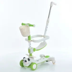 Самокат-біговел 5в1 з ручкою, додаткові колеса, зелений