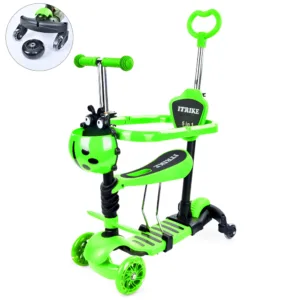 Самокат-біговел з ручкою, додаткові колеса 3-101 зелений