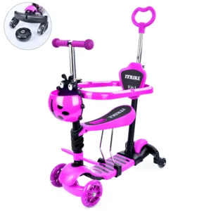 Самокат-біговел з ручкою, додаткові колеса 3-101 рожевий