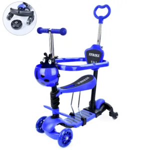 Самокат-біговел з ручкою, додаткові колеса 3-101 синій