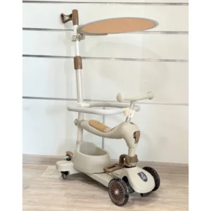 Самокат-біговел з батьківською ручкою та капором, Капучино