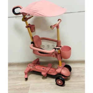 Самокат-біговел з ручкою та піддашком арт. 8028 рожевий