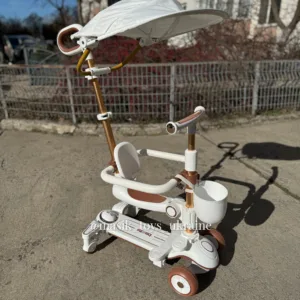 Самокат-біговел з ручкою та піддашком арт. 8028 білий