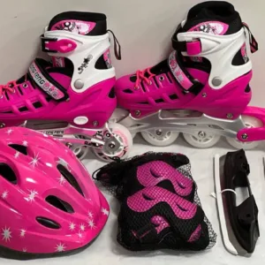 Ролики та ковзани 2в1 шлем захист Maraton Ice L (розмір 39-42) Pink