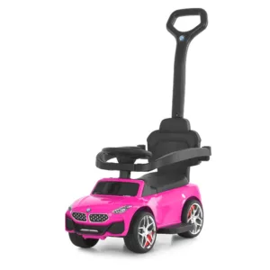 Каталка з ручкою, гумові колеса, підсклянник M 6253EL-8 рожевий