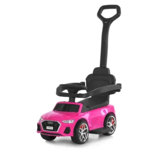 Каталка з ручкою, гумові колеса, підсклянник M 6254EL-8 рожевий