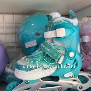 Ролики розсувні із захистом, шоломом M розмір 35-38, блакитні