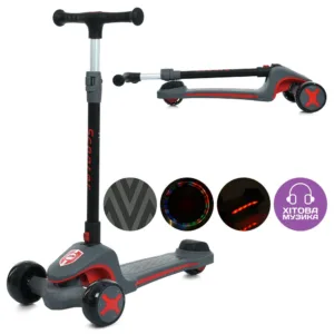 Самокат зі складним кермом музика підсвітка JR3-125-G сірий