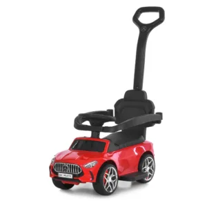 Каталка з ручкою, гумові колеса, підсклянник M 6255EL-3 червоний