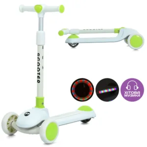 Самокат кермо складається, музика, підсвітка JR3-126-GR зелений