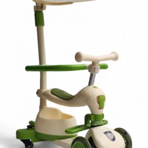 Самокат-біговел з ручкою та капором, зелений