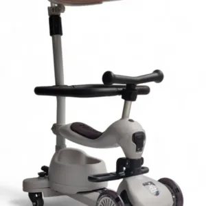 Самокат-біговел з ручкою та капором, сірий