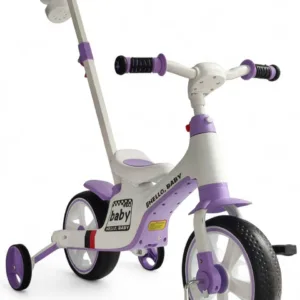 Велосипед-біговел з ручкою Hello Baby, музика, підсвітка, підсклянник Фіолетовий