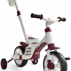 Велосипед-біговел з ручкою Hello Baby, музика, підсвітка, підсклянник Червоний