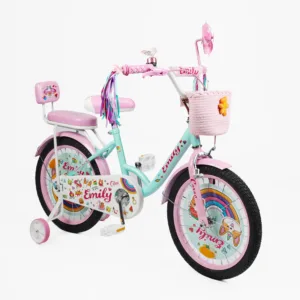 Велосипед 18" Corso Emily кошик, прикраси, ручне гальмо, дзвіночок бірюза