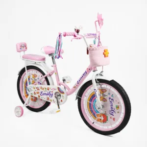 Велосипед 16" Corso Emily кошик, прикраси, ручне гальмо, дзвіночок рожевий