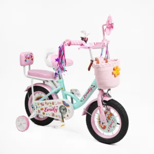 Велосипед 12" Corso Emily кошик, прикраси, ручне гальмо, дзвіночок бірюза