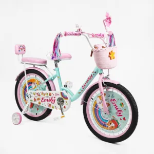 Велосипед 20" Corso Emily кошик, прикраси, ручне гальмо, дзвіночок бірюза
