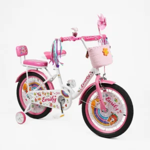 Велосипед 18" Corso Emily кошик, прикраси, ручне гальмо, дзвіночок білий