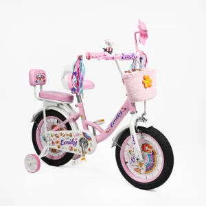 Велосипед 12" Corso Emily кошик, прикраси, ручне гальмо, дзвіночок рожевий