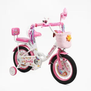 Велосипед 14" Corso Emily кошик, прикраси, ручне гальмо, дзвіночок білий