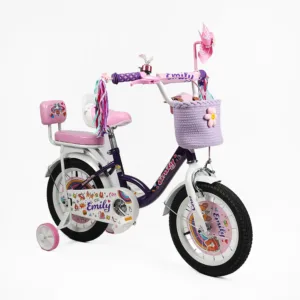 Велосипед 14" Corso Emily кошик, прикраси, ручне гальмо, дзвіночок фіолетовий