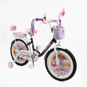 Велосипед 20" Corso Emily кошик, прикраси, ручне гальмо, дзвіночок фіолет