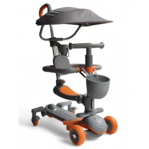 Самокат-біговел з ручкою та піддашком арт. 8028 сірий