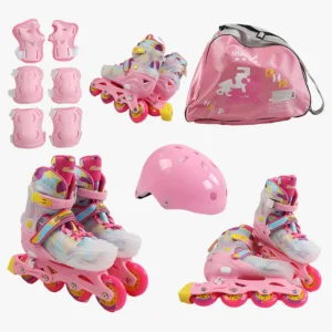 Ролики розсувні із захистом, шоломом М розмір 35-38, рожеві