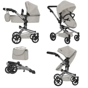 Коляска для ляльки 2в1 CARRELLO FORTUNA 9695 LIGHT GREY