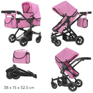 Коляска для ляльки 2в1 CARRELLO MAESTRO 9651B PINK