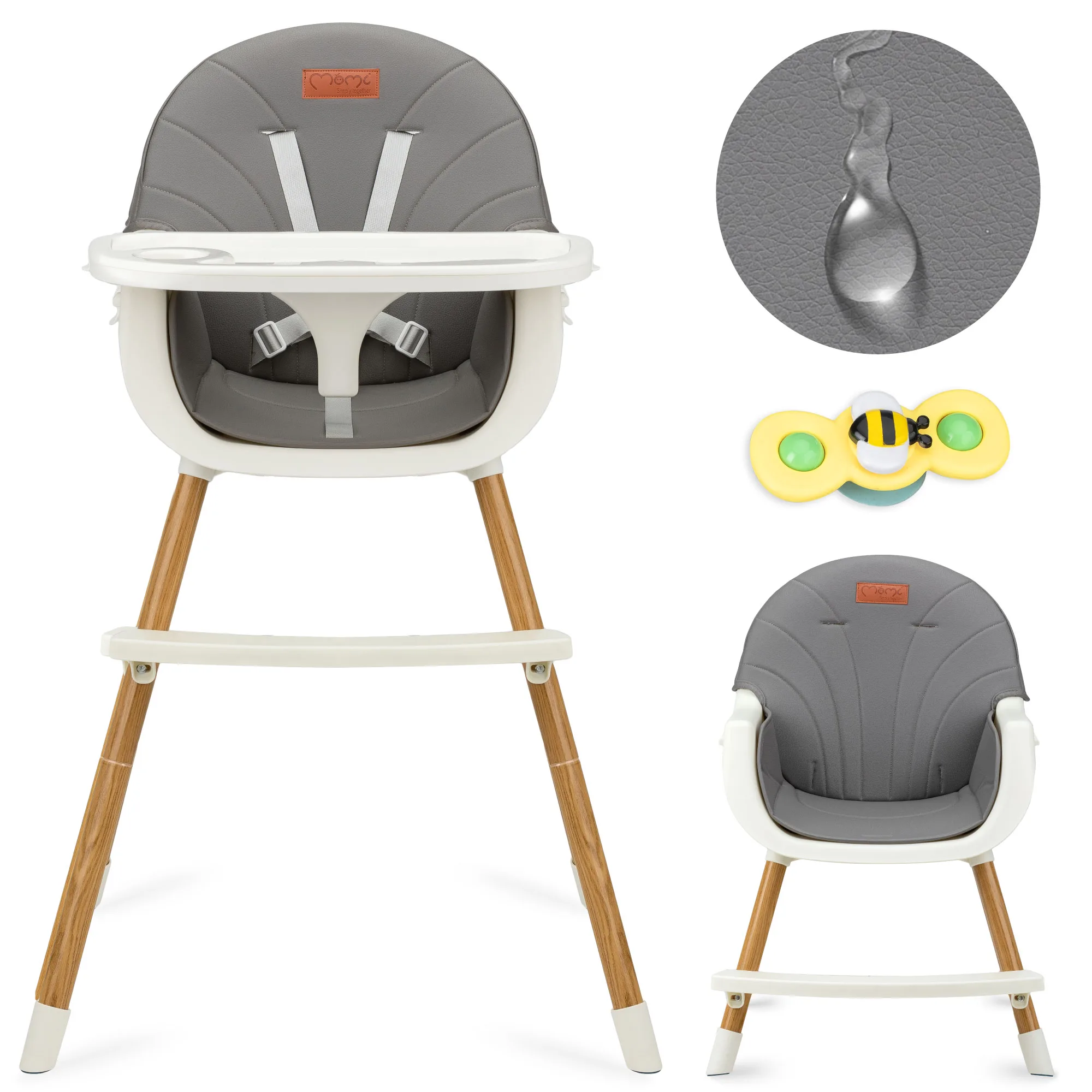 Стільчик для годування MoMi REKI 2в1 grey - Зображення 1