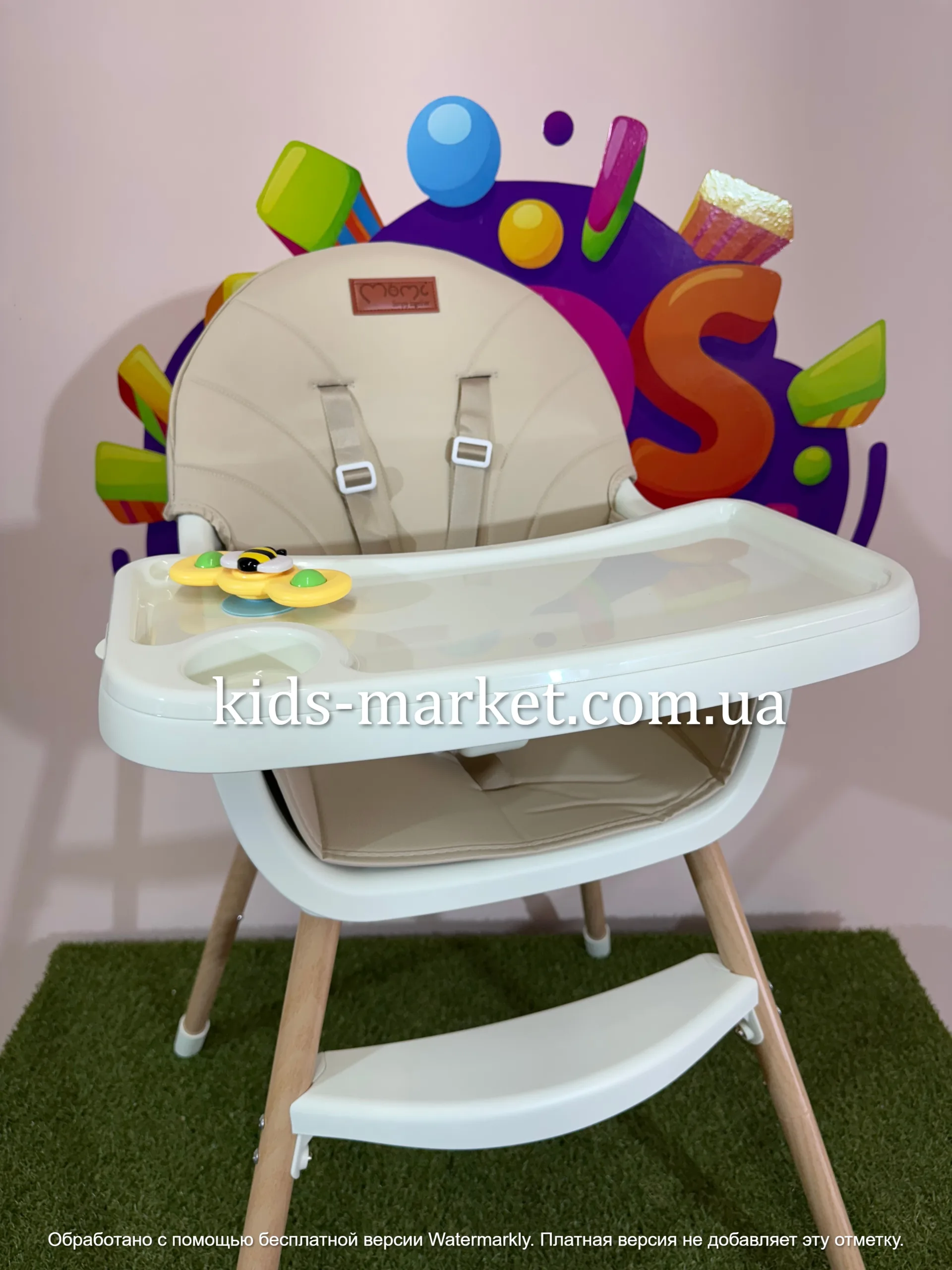 Стільчик для годування MoMi REKI 2в1 beige - Зображення 9