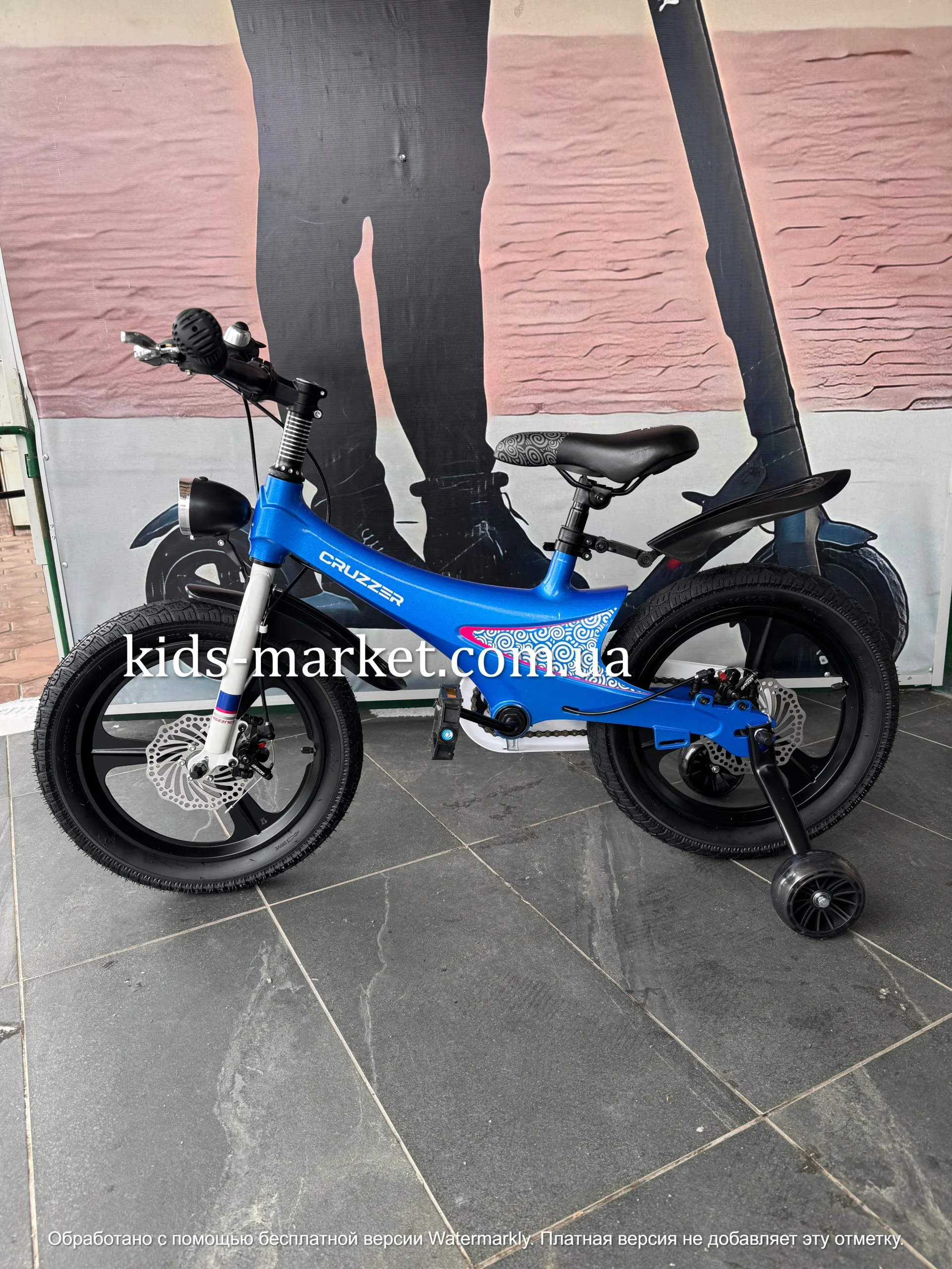 Велосипед Super Bird 14", фара, дискові гальма, синій - Зображення 3