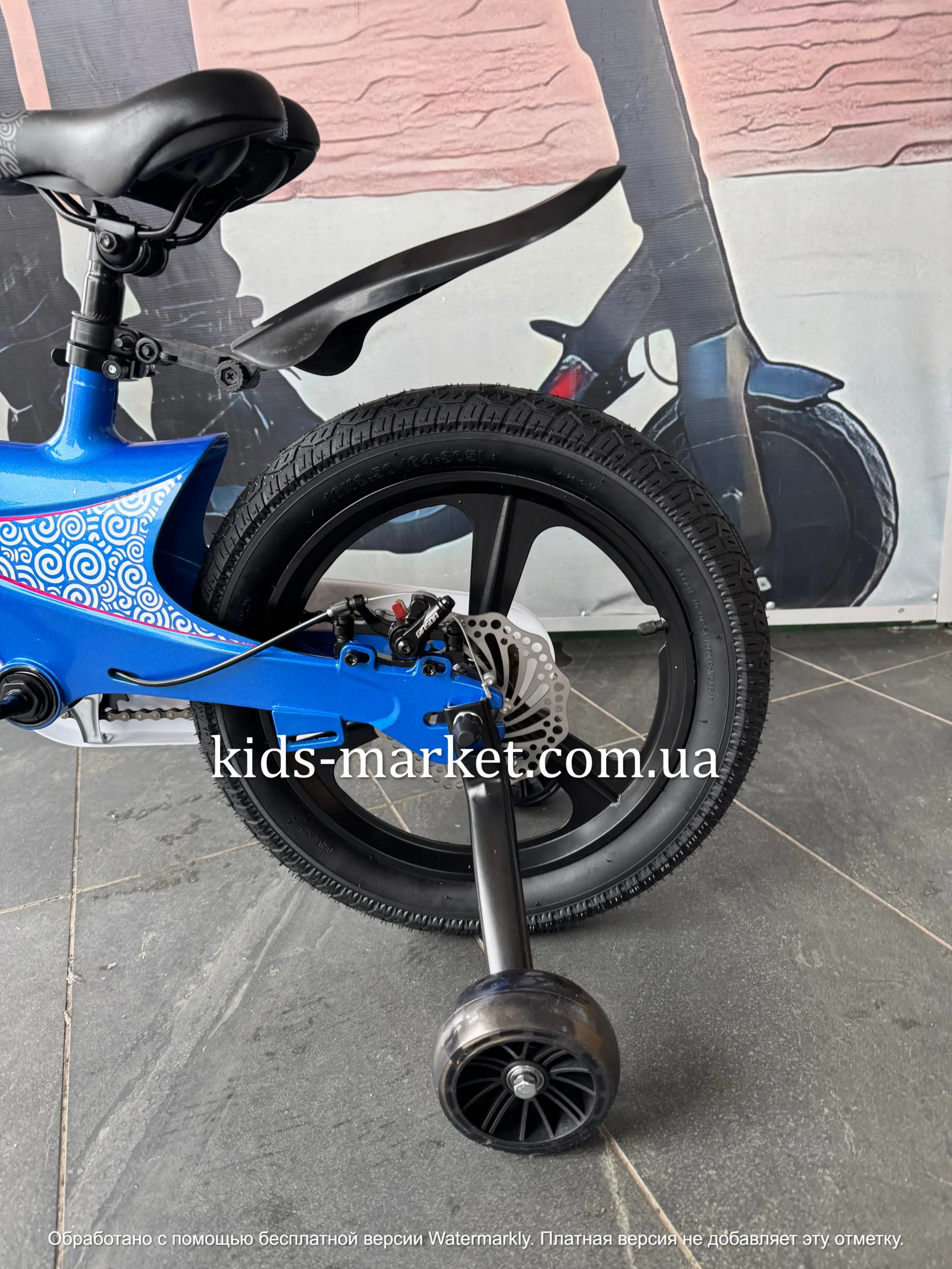 Велосипед Super Bird 14", фара, дискові гальма, синій - Зображення 2