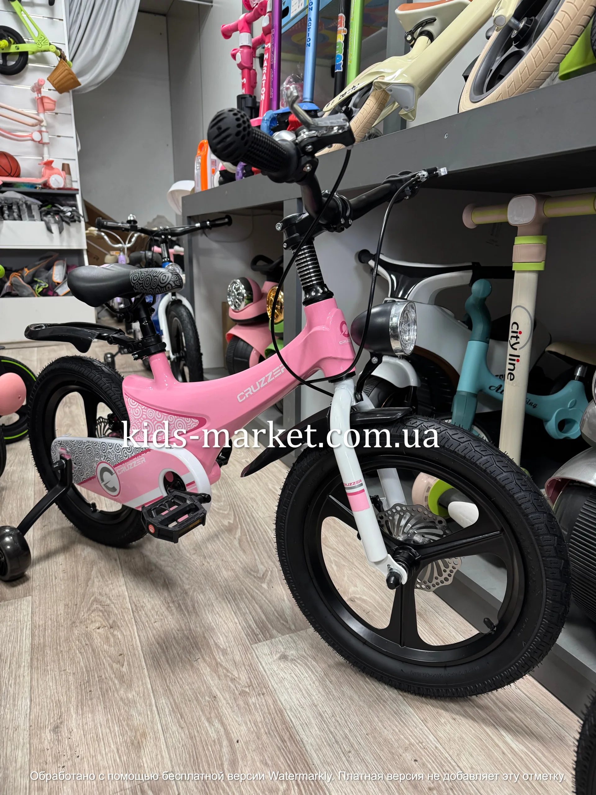 Велосипед Super Bird 14", фара, дискові гальма, рожевий - Зображення 1