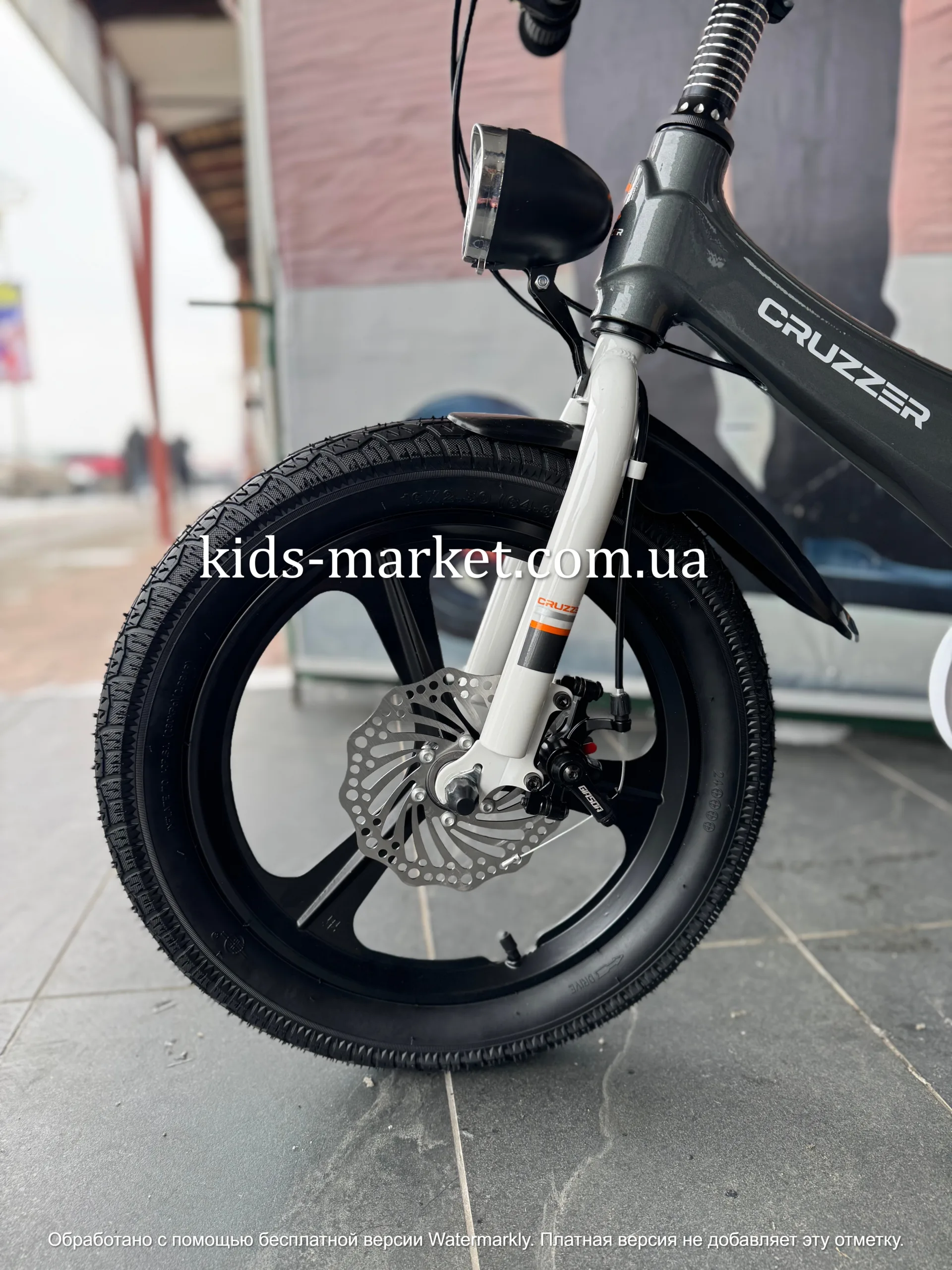 Велосипед Super Bird 14", фара, дискові гальма, графіт - Зображення 2
